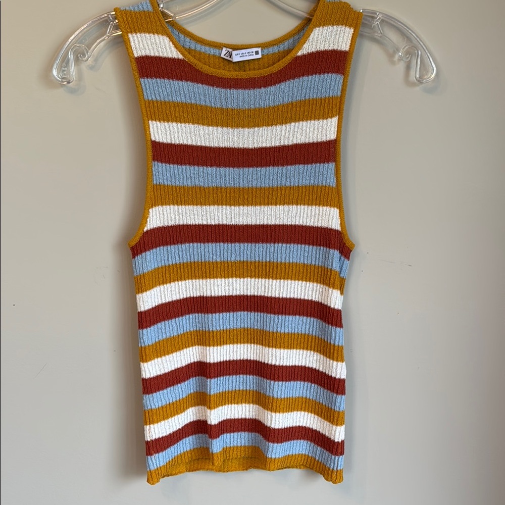 Striped Sleeveless Knit Top